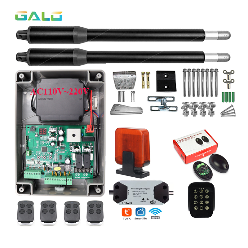 Smart Home Automation Diy - ダブルリーフソーラースイングゲートモーターオープナー、盗難防止機能とリモコン付き - スイングゲート自動オープナーキット